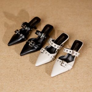 2025 New Women's High Heel Slippers Pointed Toe Thin Heel Fashion Summer Open Toe Slippers