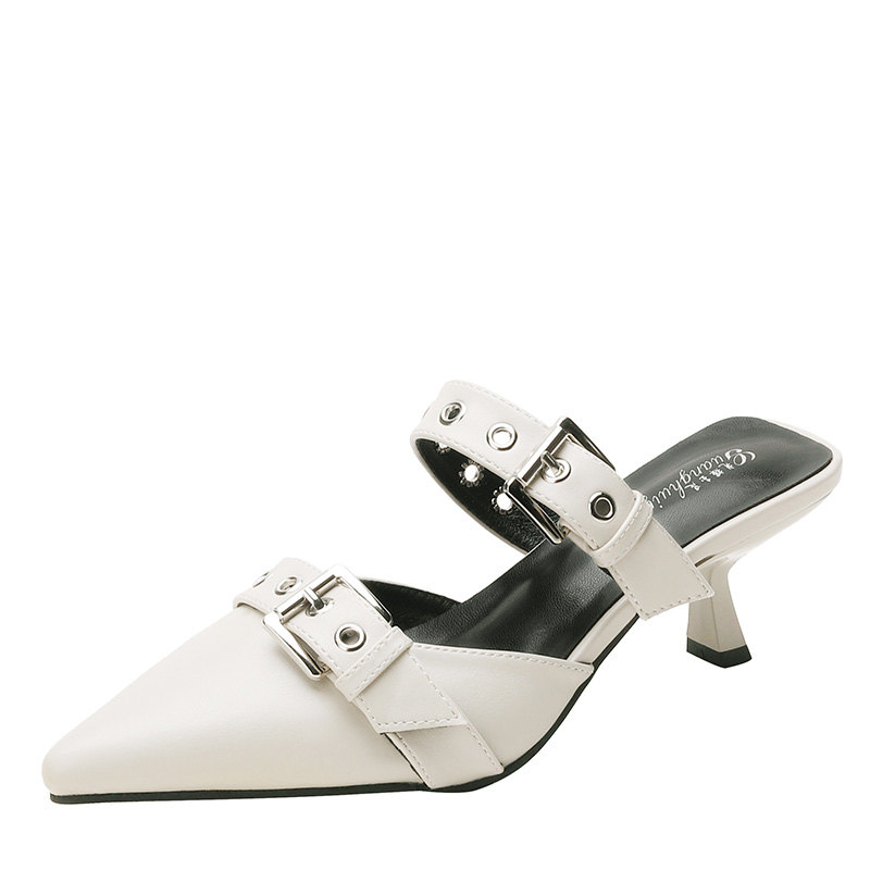 2025 New Women's High Heel Slippers Pointed Toe Thin Heel Fashion Summer Open Toe Slippers - Image 5