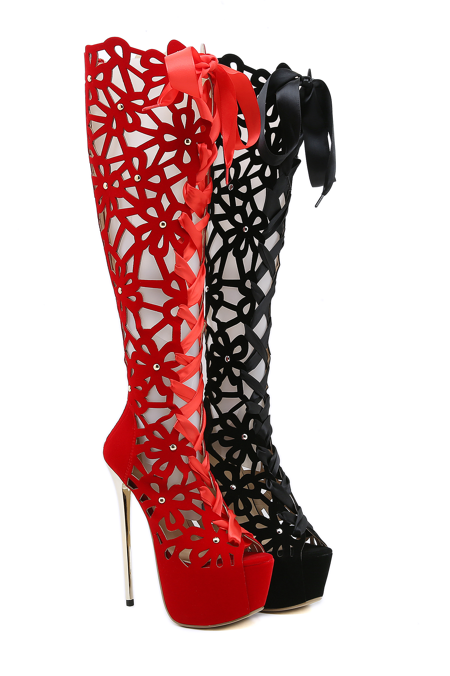 2022 European American Style Fashion Runway High Heel Sexy Ribbon Ankle Boots Available in Sizes 35-42 - Image 2
