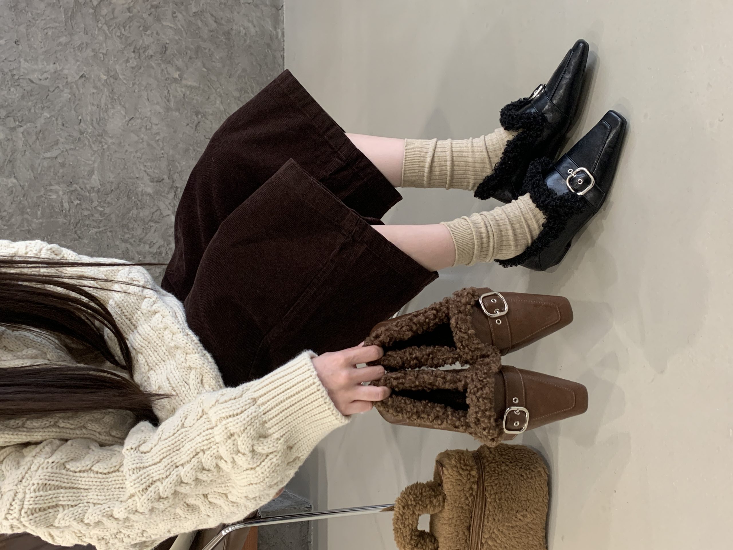 2025 New Winter Korean Square Toe Chunky Heel Furry Shoes Comfortable Deep Mouth Women's Shoes - Image 3