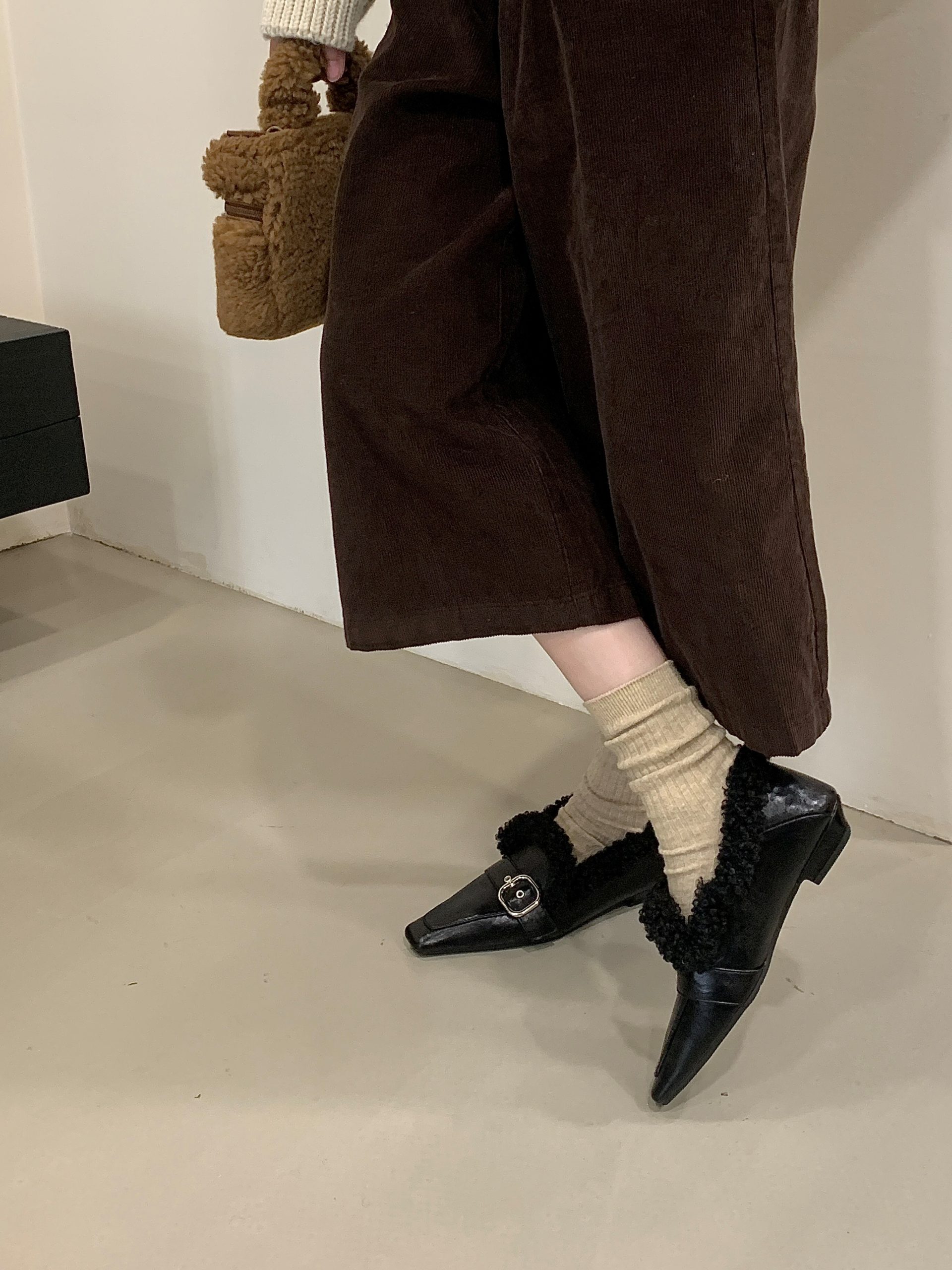 2025 New Winter Korean Square Toe Chunky Heel Furry Shoes Comfortable Deep Mouth Women's Shoes - Image 4
