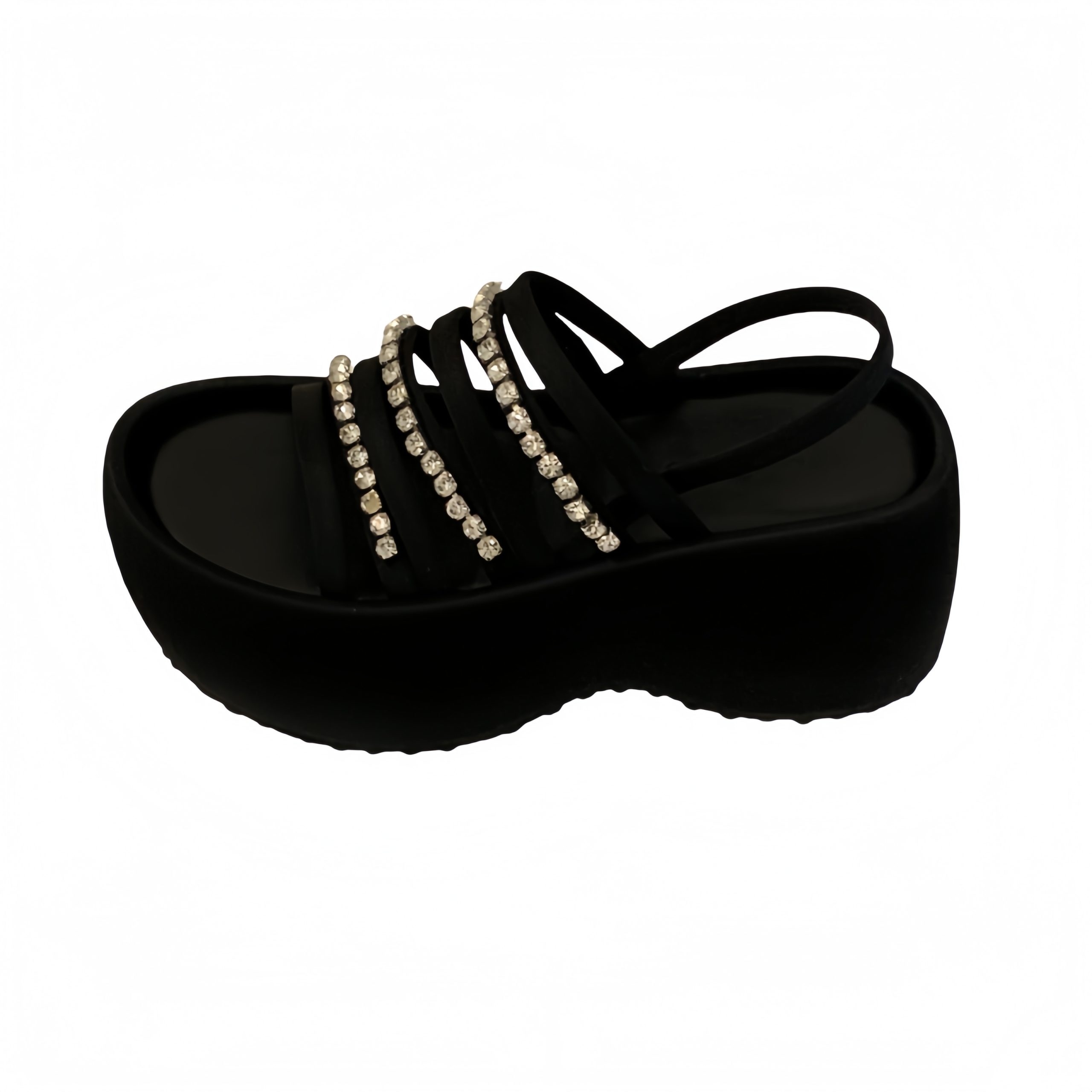 BUBUFLY Women's Crystal Rhinestone Platform Sandals 2026 Summer Thick Sole Elevator Slippers - Image 5