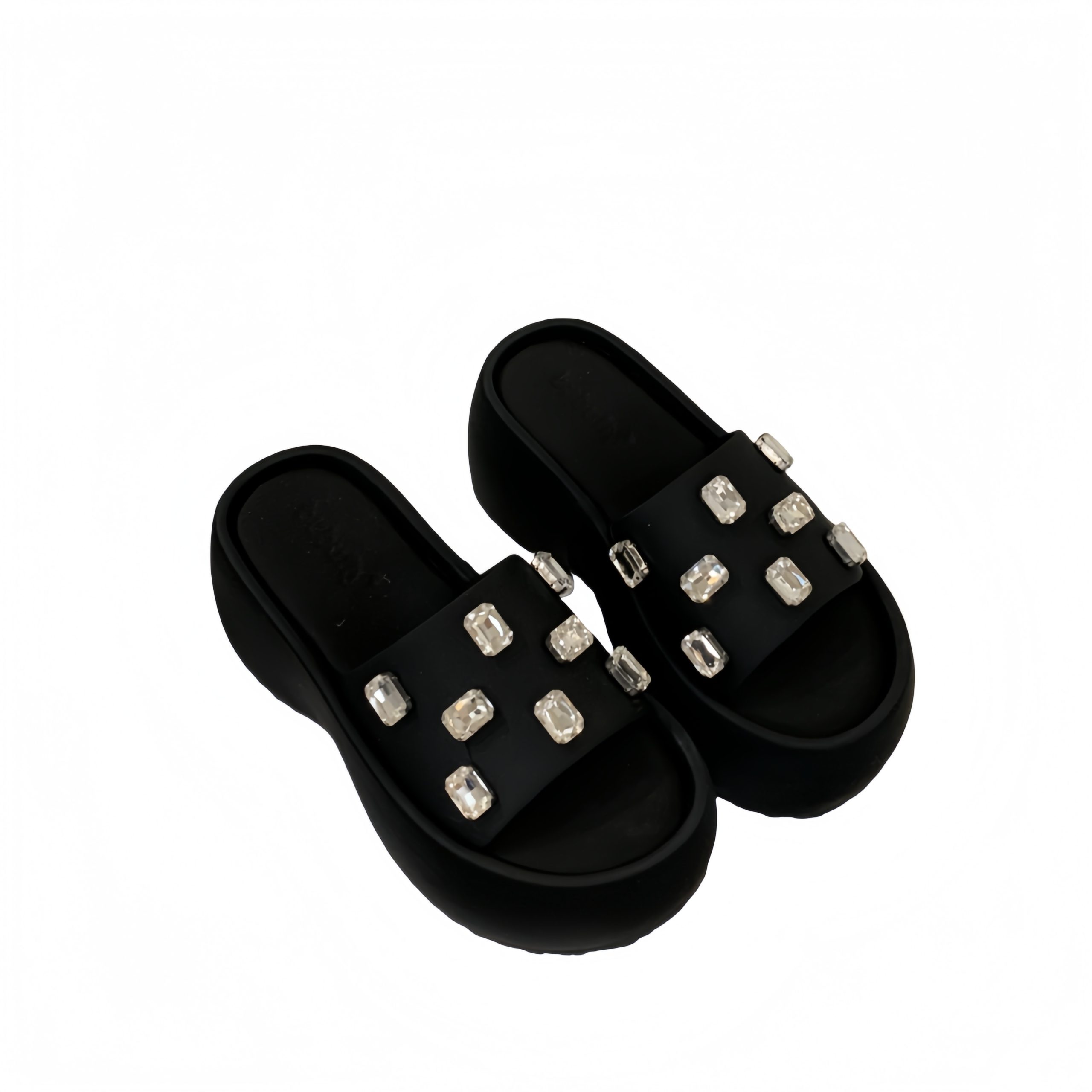 BUBUFLY 2026 New Summer Women's Transparent Toe Platform Wedge Sandals with Rhinestones - Image 5