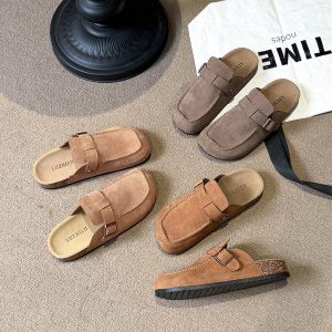 Baotou Half Slippers Women Flat 2026 New Style Simple Fashion Casual Thick Sole Birkenstock Shoes