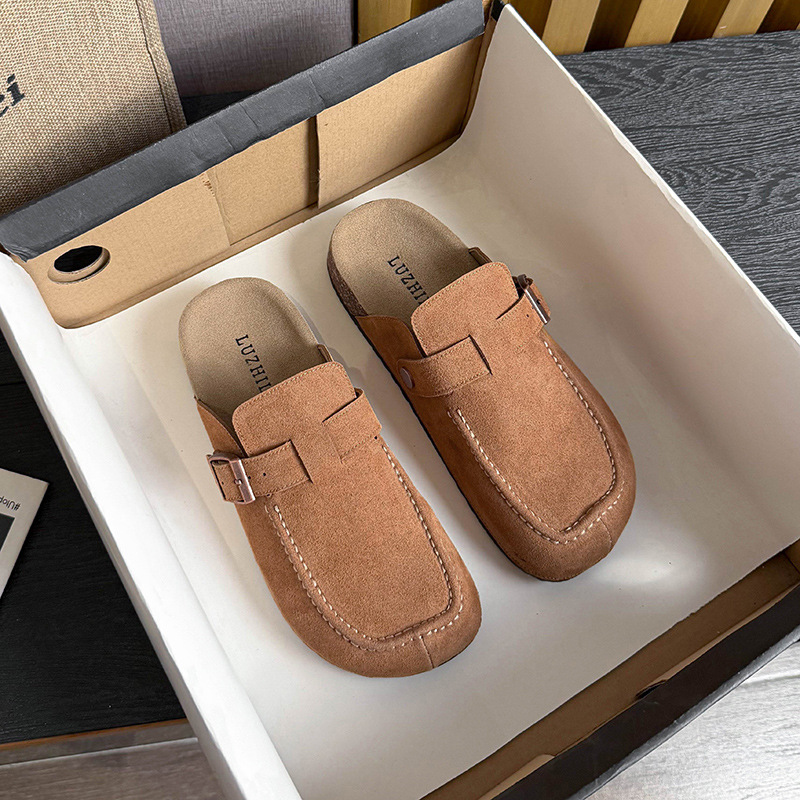 Baotou Half Slippers Women Flat 2026 New Style Simple Fashion Casual Thick Sole Birkenstock Shoes - Image 2