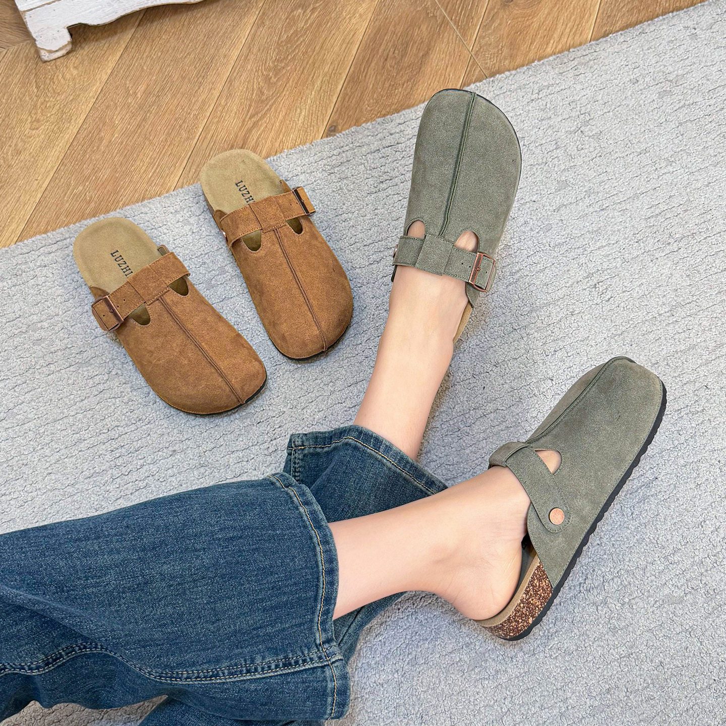 Women's Closed Toe Flat Slippers 2026 New Summer Fashion Casual Thick Sole Birkenstock Style - Image 2
