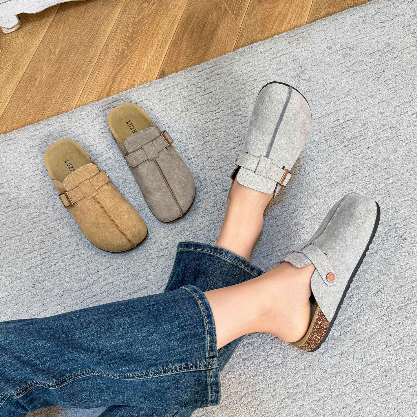 Women's Closed Toe Flat Slippers 2026 New Summer Fashion Casual Thick Sole Birkenstock Style - Image 4