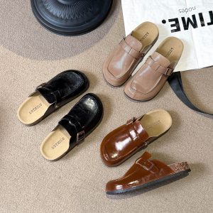 Baotou Half Slippers Women Flat Outdoor 2026 New Thick Sole Heelless Single Shoes Birkenstock