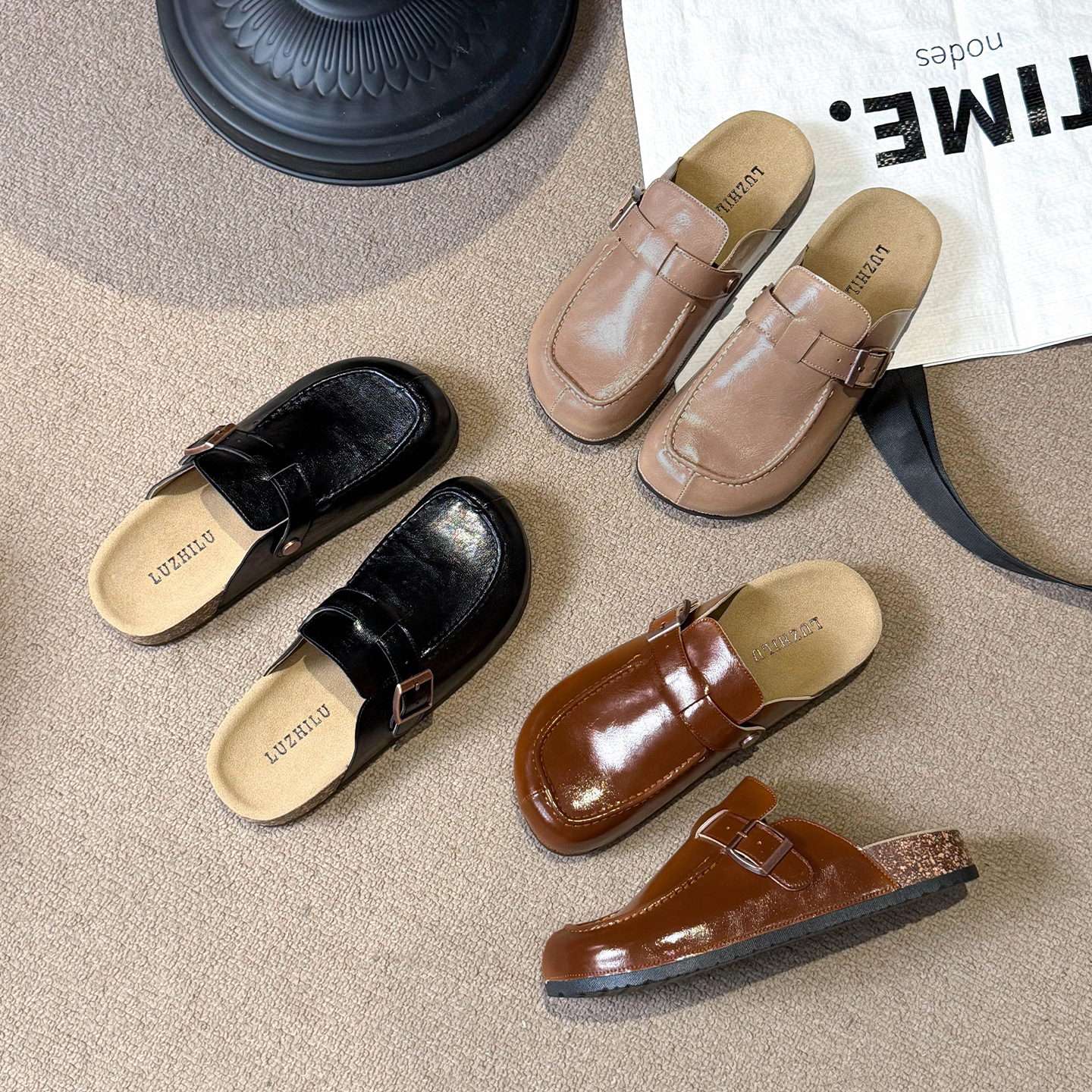 Baotou Half Slippers Women Flat Outdoor 2026 New Thick Sole Heelless Single Shoes Birkenstock