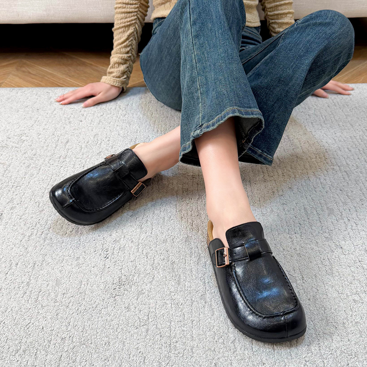 Baotou Half Slippers Women Flat Outdoor 2026 New Thick Sole Heelless Single Shoes Birkenstock - Image 2