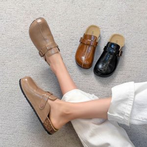 Baotou Half Slippers 2026 New Fashion Chunky Sole Slip-On Lazy Shoes Birkenstock