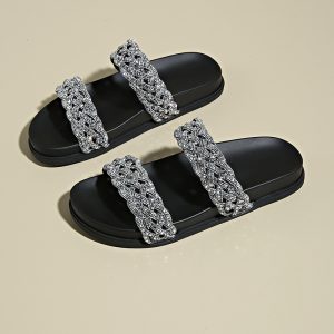 2026 New Rhinestone Thick Sole Platform Slide Sandals for Women Non Slip Casual Slippers