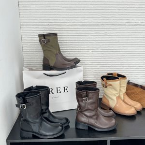 New Autumn Winter Contrast Color Simple Versatile Martin Boots Women Short Boots