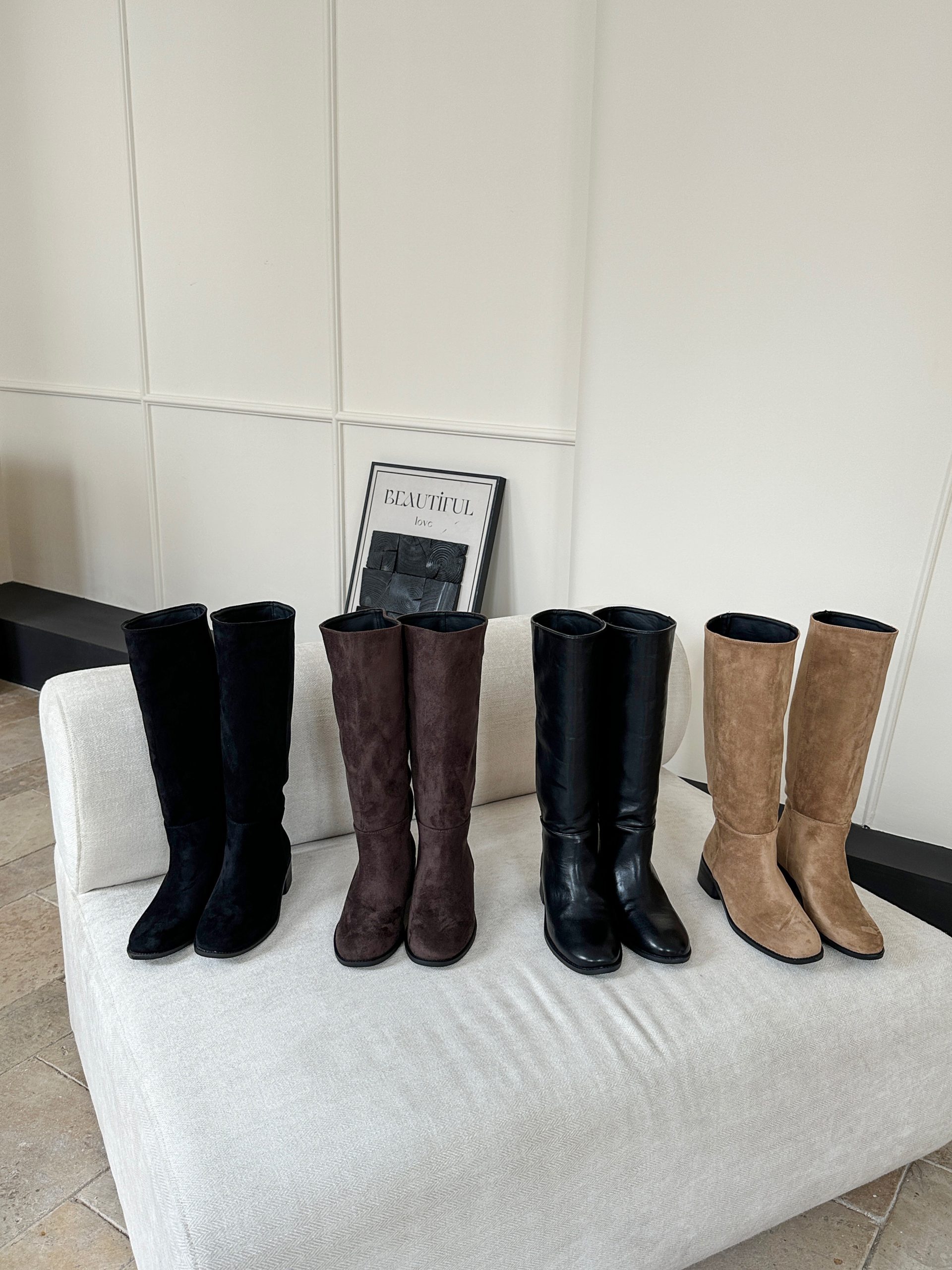 2026 Autumn Winter New Simple Versatile Over Knee Boots Women Round Toe Low Heel PU Lining Suede